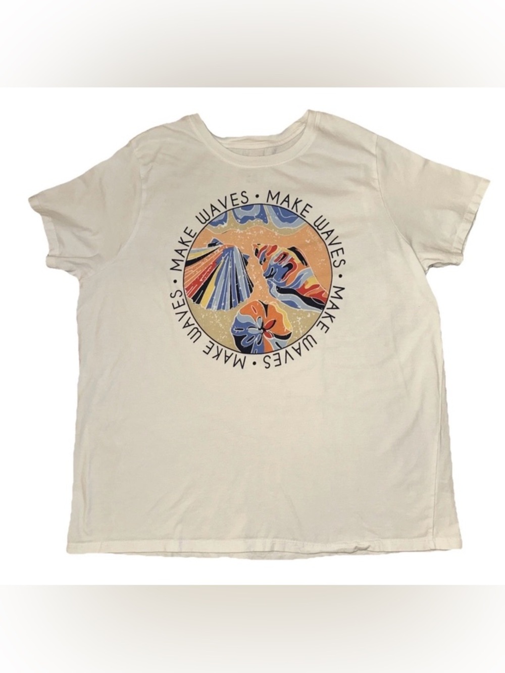 Vera Bradley Womens XL Make Waves Shell Beach Cotton Short Sleeve T-shirt Summer